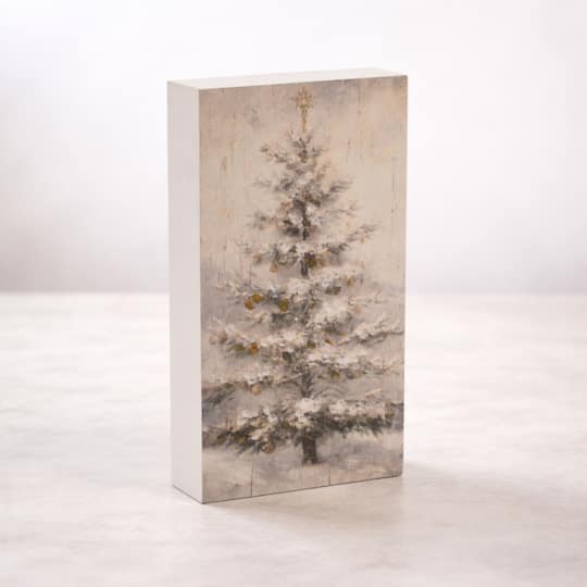 Melrose 10" Rustic Christmas Tree Block Signs, 2ct.